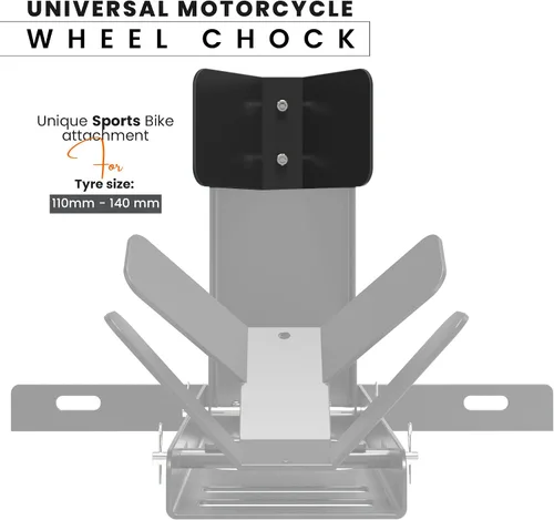 Vista 5 de GRAND PITSTOP Calzo de rueda universal para soporte de motocicleta para remolque, completamente ajustable, desmontable y plegable