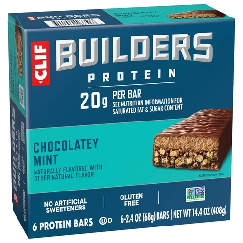 Vista 10 de CLIF BUILDERS - Barras de proteínas - Chocolate Mint - 0.71 oz de proteína - Sin gluten (2.4 onzas, 6 unidades)