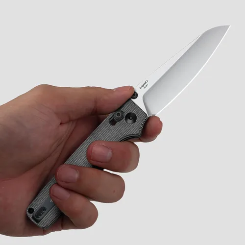 Vista 8 de Kizer Original 2 - Navaja de bolsillo EDC, cuchillo plegable de 3.19" con hoja de 14C28N Sheepsfoot, mango de Micarta, aperturador de pulgar, cierre