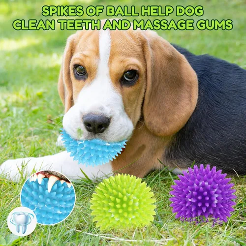 Vista 10 de Pweituoet Pelotas chirriantes de 2.5 pulgadas para perros pequeños y medianos, paquete de 6 juguetes masticables para perros pequeños con pincho
