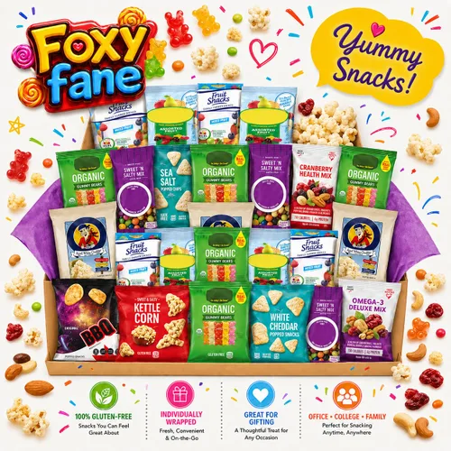 Vista 2 de Foxy Fane Caja de aperitivos saludables sin gluten de 40 unidades – Paquete de regalo premium para vacaciones, Navidad y Año Nuevo lleno de papas