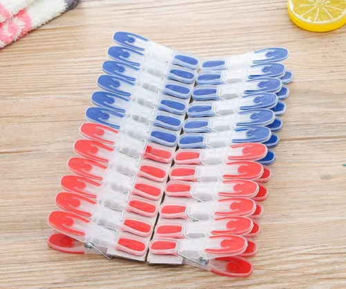 Vista 6 de Clips de plástico resistentes antideslizantes para secar la ropa, pinzas resistentes para viajes, paquete de 24