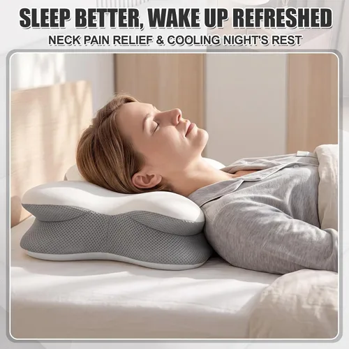 Vista 5 de Novabright Almohada cervical para dormir, 2 fundas de almohada