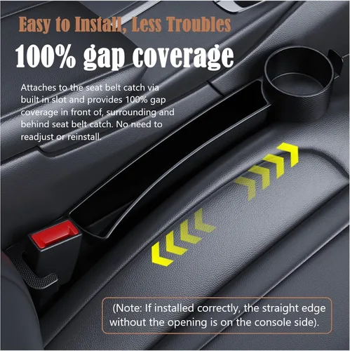 Vista 6 de Organizador de doble ranura para asiento de automóvil con soporte para tazas, tira universal de llenado de huecos para automóvil, paquete de 2