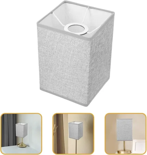 Vista 5 de Didiseaon 2 piezas de cubierta de lámpara de lino moderna, pantalla gris desmontable para mesita de noche de pared y lámparas de pie, fácil