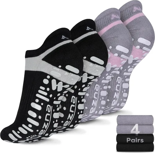 Vista 28 de Muezna Calcetines de yoga antideslizantes para mujer, antideslizantes, para pilates, barras, calcetines de hospital con agarres, talla 5-10