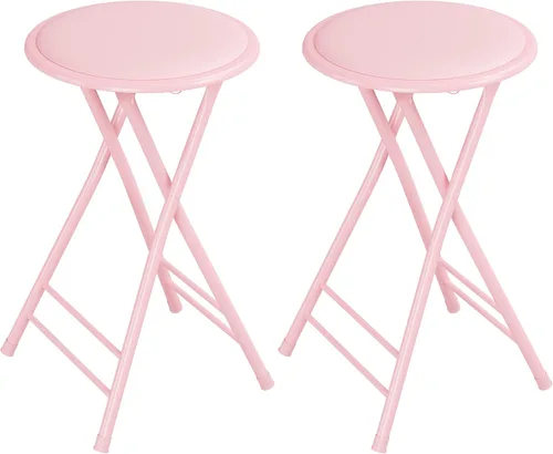 Vista 21 de Lavish Home Taburete plegable con asiento acolchado sin espalda, juego de 2