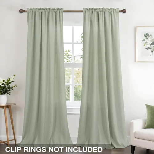 Vista 134 de KOUFALL Juego de 2 cortinas de puerta francesa, cortinas de lino para puerta/ventana, cortina transparente boho para cristal lateral delantero