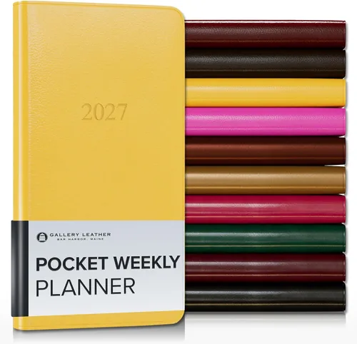 Vista 103 de Gallery Leather Planificador Semanal y Mensual Grande 2025-2026, Calendario Planificador y Cuaderno Elegantemente Encuadernado con Elegantes Bordes