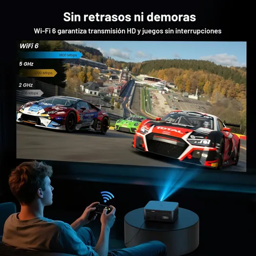Vista 9 de HAPPRUN Proyector al Aire Libre de 2500 Lumens ANSI con Aplicaciones de Transmisión Integradas, Resolución de Decodificación 4K, Audio Dolby, WiFi 6