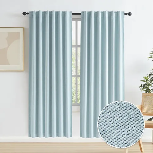 Vista 67 de KEQIAOSUOCAI - Cortinas opacas naturales de 108 pulgadas de largo, cortinas modernas con pestaña trasera, paneles plisados para sistema de cortina