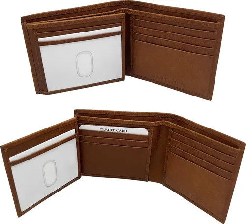 Vista 2 de Cartera de cuero 100% auténtico.., marrón (Brown 14), Cartera de cuero