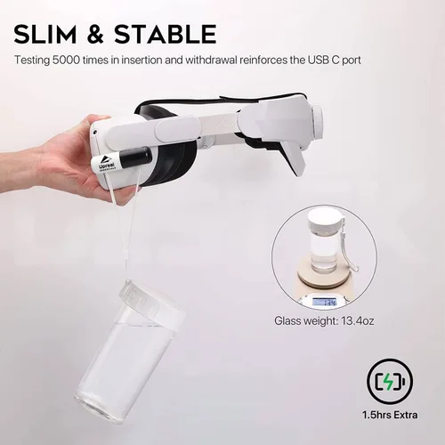 Vista 8 de UPREAL Capsule Power Bank for OculusMeta Quest 2 Accessories - Ultra Lightweight Portable Battery Pack Compatible with Oculus Elite Strap - Extra 2