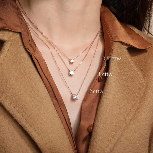 Vista 5 de S.Leaf - Collar con colgante de plata de ley con circonia cúbica y solitario, para mujer