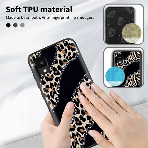 Vista 3 de Funda para Alcatel TCL 30 Z 2022 con soporte para el dedo y protector de pantalla, correa de mano elástica, soporte de agarre a prueba de golpes