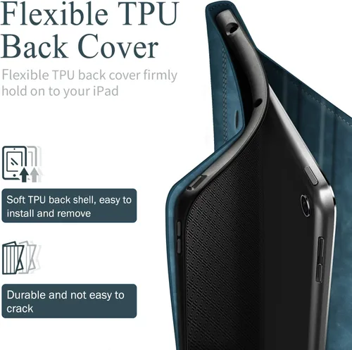 Vista 5 de Antbox Funda para iPad de 9ª generación (2021) iPad de 8ª/7ª generación con soporte para lápiz Función de reposo/encendido automático de cuero PU