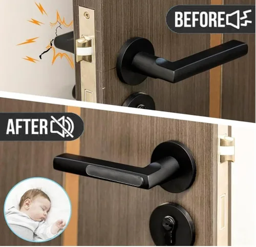 Vista 6 de Protector de pared para pomo de puerta lavable y reutilizable, redondo, transparente, de silicona, brillante, para pomos de puerta, cabecera, puerta