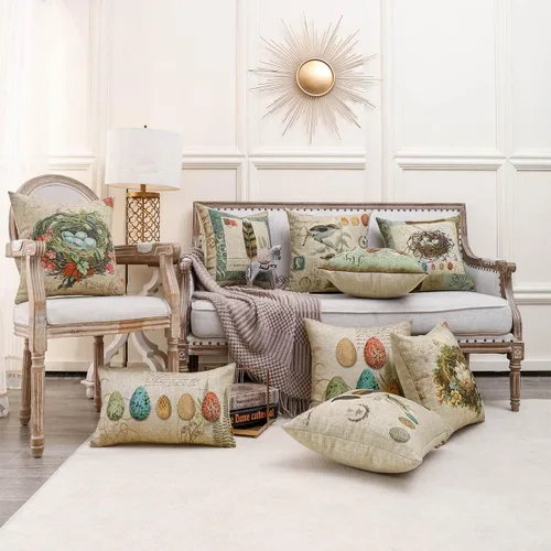 Vista 3 de CC1892 - Funda de almohada con diseño de nido de pájaros, 18 x 18 pulgadas, decoración de primavera de Pascua