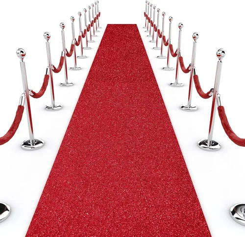 Vista 8 de Shihanee Alfombra de pasillo de lentejuelas para boda, alfombra con purpurina con cinta de alfombra, brillante, para baile de graduación, Negro