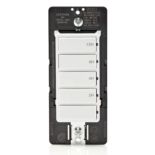 Vista 18 de Leviton Interruptor temporizador de cuenta regresiva para luces domésticas y extractores, 15-30 minutos, 1-2 horas, no requiere cable neutro, un