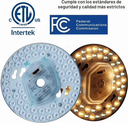 Vista 4 de Ventilador de techo LED regulable de 24 W, luz empotrada, kit de reacondicionamiento del motor, bombilla fluorescente circular de panel LED redondo
