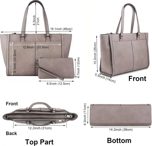 Vista 2 de LUCSIS Bolso de mano y bolso de mano para mujer bolso de asa superior elegante maletín de hombro bolso de trabajo bolso de negocios