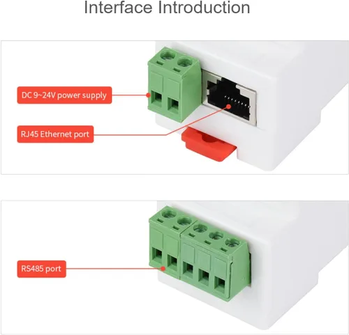 Vista 8 de waveshare RJ45 al módulo Ethernet RS485, transmisión transparente bidireccional, soporte de puerta de enlace Modbus, modos de comunicación multi