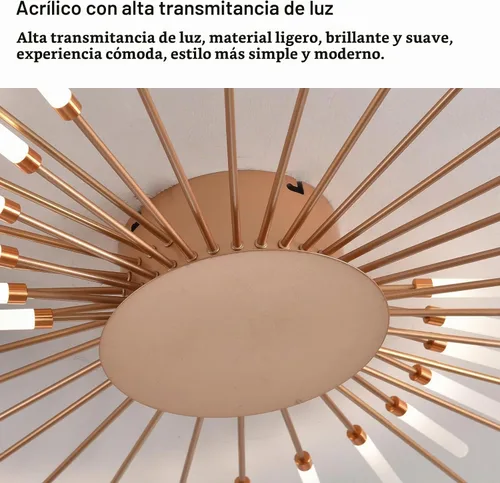 Vista 5 de Lámpara de techo LED moderna, con forma de flor de 42 cabezales, accesorios de iluminación para sala de estar, lámpara de montaje empotrado Oro 50.4