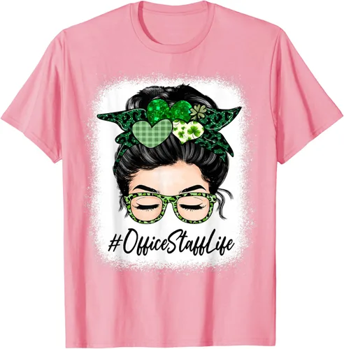 Vista 14 de Office Staff - Camiseta de trébol para mujer, diseño de moño desordenado, Verde