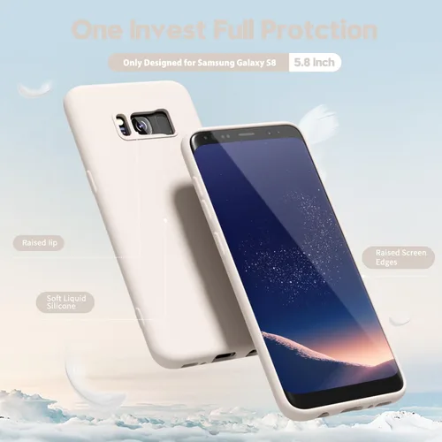Vista 4 de oakxco Funda para teléfono Samsung Galaxy S8 de silicona líquida, delgada y fina de gel de goma suave TPU cubierta protectora simple llana