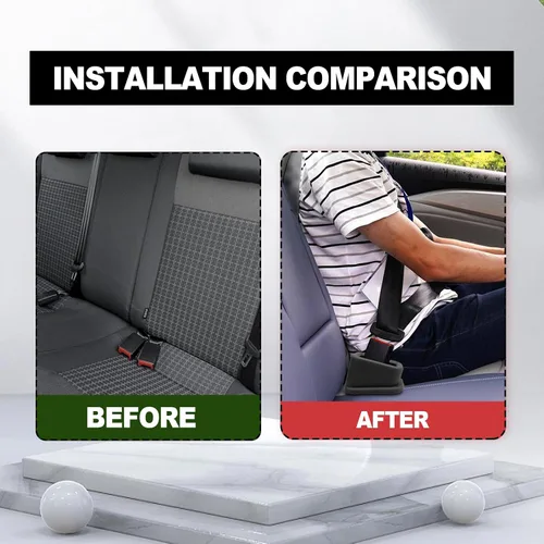 Vista 4 de 2 piezas de protector de hebilla de cinturón de seguridad negro, fácil acceso a las hebillas de los asientos traseros, accesorios de automóvil