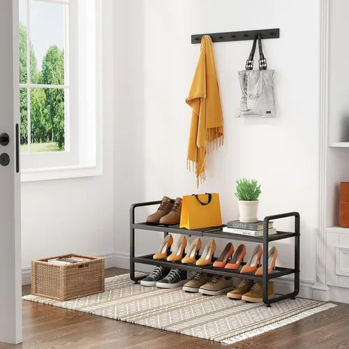 Vista 2 de Estante para zapatos SNTD - Organizador de zapatos ampliable para armario, estante de almacenamiento de zapatos de metal ajustable, soporte