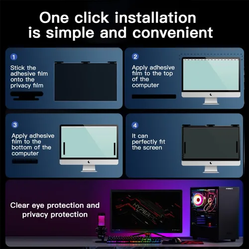 Vista 7 de Pantalla de privacidad magnética colgante de 21.5 pulgadas para monitor de pantalla ancha de 16:9, pantalla de privacidad extraíble, antirreflejos