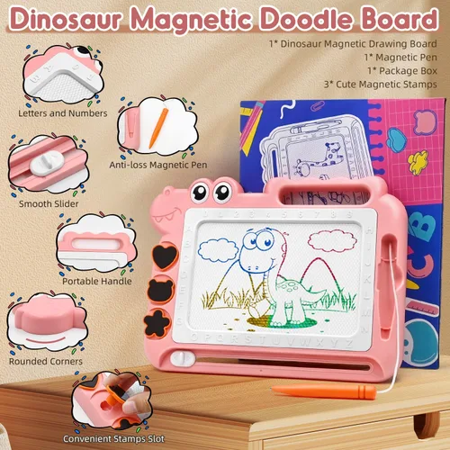 Vista 5 de AiTuiTui - Pizarrón de dibujo magnético para niños pequeños, juguetes regalo para niños y niñas, bloc de bocetos de color para escribir, garabatos