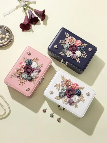 Vista 4 de AOSIFIEL Joyero y organizador para mujeres, adolescentes, niños, aretes, joyero con colgador de collar, caja de joyería de pie de piel sintética