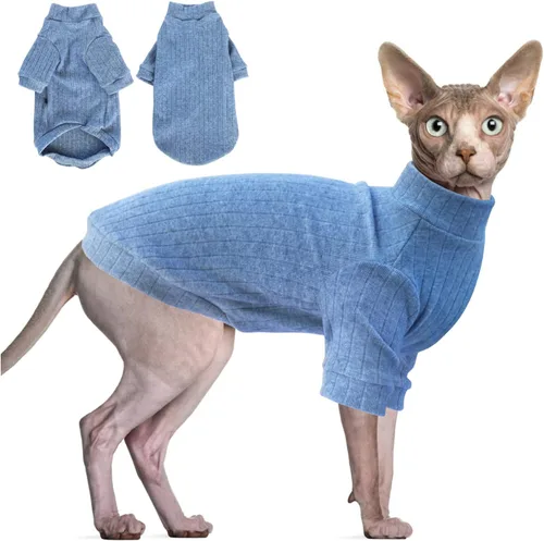 Vista 7 de Idepet Sphynx Suéter Camisa para Gatos sin Pelo Gatitos Ropa Suave para Cachorros Pullover Pijamas Lindas para Gatos Mono de Algodón Vestimenta