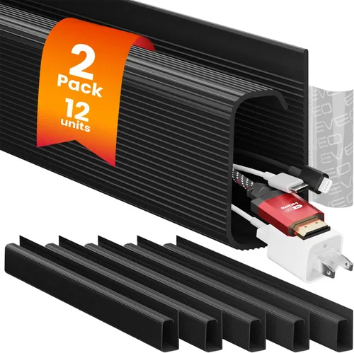 Vista 11 de EVEO Kit de gestión de cables debajo del escritorio (6 unidades) - Ocultador de cables para gestión de cables debajo del escritorio, ocultador