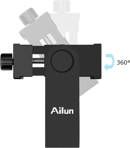 Vista 2 de Ailun Soporte para teléfono, adaptador de montaje en trípode, soporte giratorio y clip ajustable Vertical and Horizontal Tripod Mount Adapter