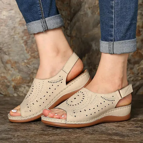 Vista 3 de Sandalias elegantes de verano con plataforma y cuña para mujer, sandalias ortopédicas para exteriores