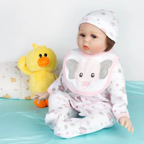 Vista 3 de Ropa de muñeca Reborn de 17 a 22 pulgadas, elefante rosa, muñeca recién nacida, accesorios de ropa, conjunto de 5 piezas