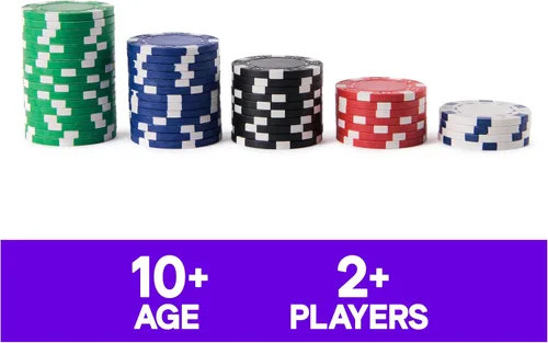 Vista 2 de Spin Master Games, Cardinal Classics, juego de fichas de póquer de 100 piezas, juego de mesa familiar clásico, juego de póquer para principiantes