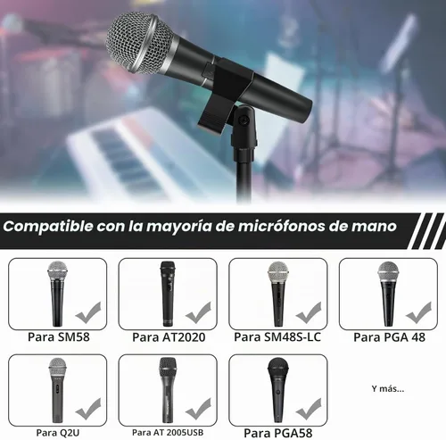 Vista 6 de Juego de clips de micrófono para soportes, 4 soportes ajustables