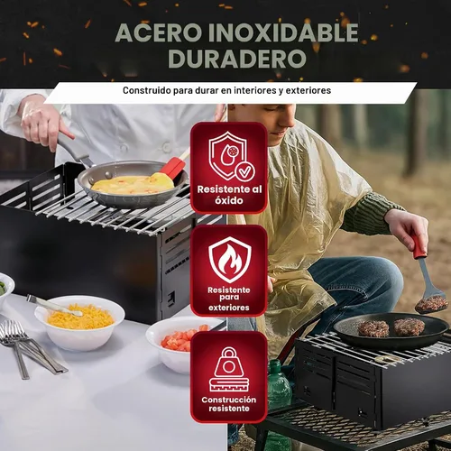 Vista 5 de Chef Master Cubierta para Estufa de Butano - Ajuste Universal para Cualquier Tamaño Estándar - Protector de Viento Plegable de Acero Negro Premium