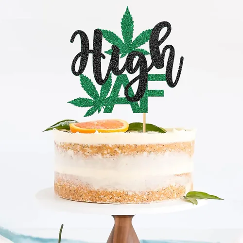 Vista 5 de Decoración para pastel de cumpleaños con temática de drogas, decoración de pastel de alta AF, decoración de fiesta de cumpleaños de marihuana 420