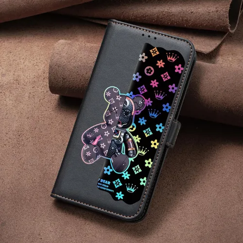 Vista 2 de jioeuinly Funda compatible con Alcatel 1V Plus Phone Case Flip Stand Cover [con protector de pantalla de vidrio templado] JXX-Negro