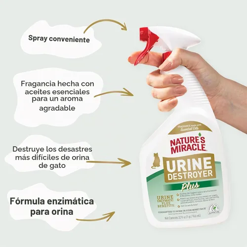 Vista 5 de Nature's Miracle Cat Urine Destroyer Plus, Enzymatic Cleaner, 32 oz