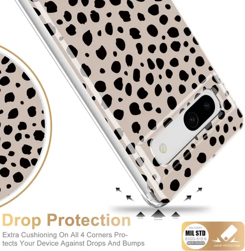 Vista 4 de Esdot Funda para Google Pixel 7A con protector de pantalla integrado, funda resistente de grado militar con diseños lindos de moda para mujeres