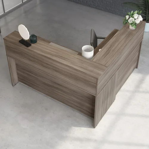 Vista 9 de OfficeWorks by Sauder Affirm estación de recepción, largo: 70.87'' x ancho: 70.87'' x H: 13.58'', Hudson Elm