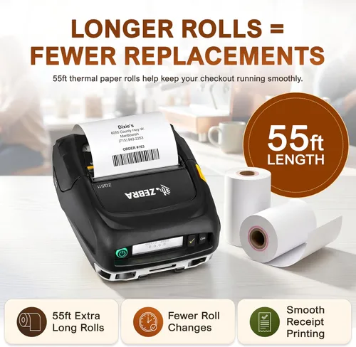 Vista 4 de Rollo de papel de recibo para impresora térmica portátil móvil de 2.283 in (paquete de 20 rollos)