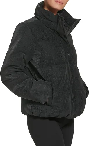 Vista 3 de DKNY Chaqueta acolchada de piel sintética con estampado de cocodrilo para mujer